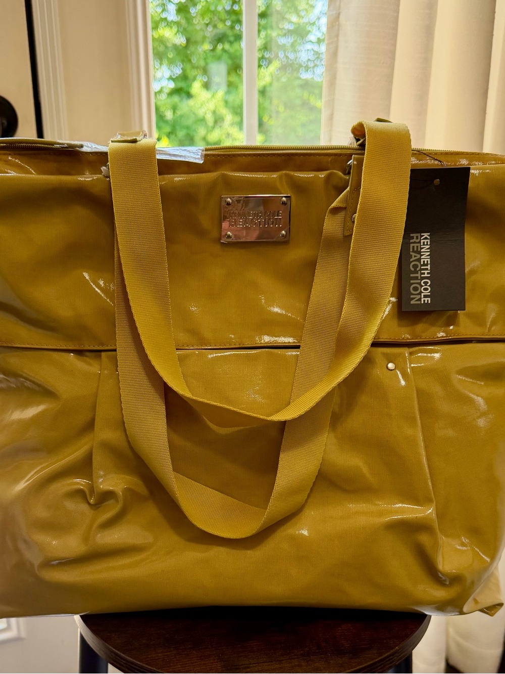 Kenneth Cole Reaction Glossy Mustard Tote Bag